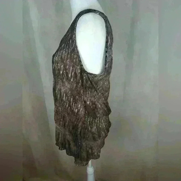 Jennifer Lopez Women tank top Brown Silver sequined shiny Size M - Picture 4 of 10